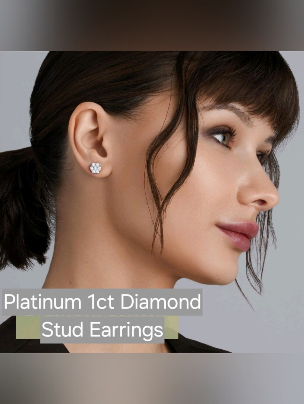 Platinum 1ct Diamond Flower Stud Earrings NWT